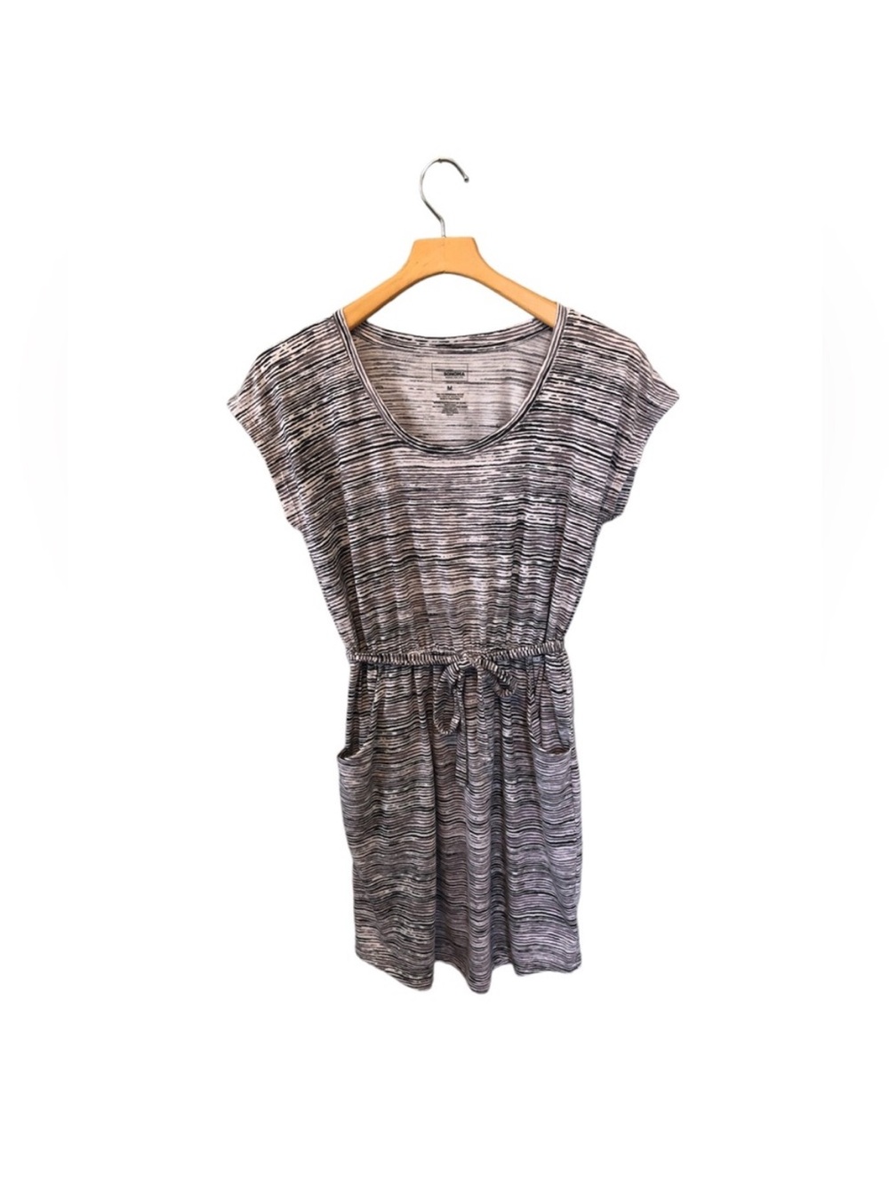 Sonoma Black Gray White Striped Scoop Neck Dress Size Medium